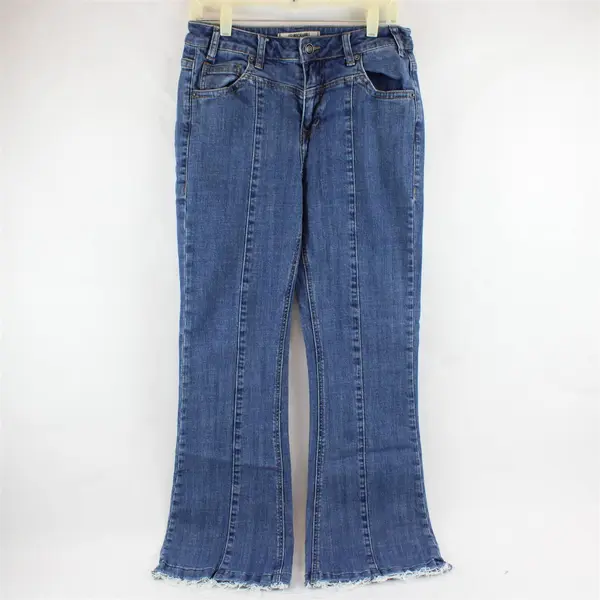 Rock&Roll Denim Women's 29x32 (34x31) High Rise Flare Leg Raw Hem Denim Jeans