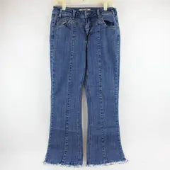 Rock&Roll Denim Women's 29x32 (34x31) High Rise Flare Leg Raw Hem Denim Jeans
