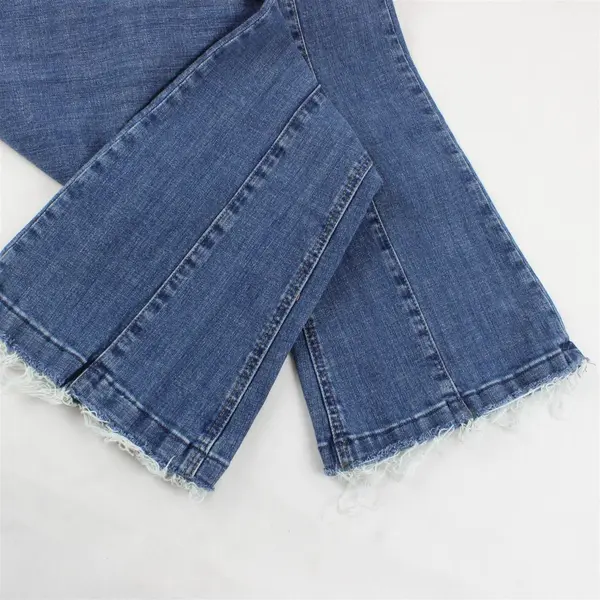 Rock&Roll Denim Women's 29x32 (34x31) High Rise Flare Leg Raw Hem Denim Jeans