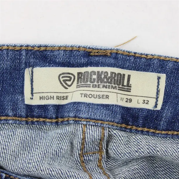 Rock&Roll Denim Women's 29x32 (34x31) High Rise Flare Leg Raw Hem Denim Jeans