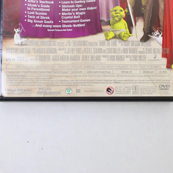 Shrek the Third DVD 2007 Dreamworks Pre-Owned Untested Comedy Animation
