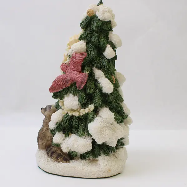 Unbranded Santa and Christmas Tree with Critters Resin Figurine 6in 