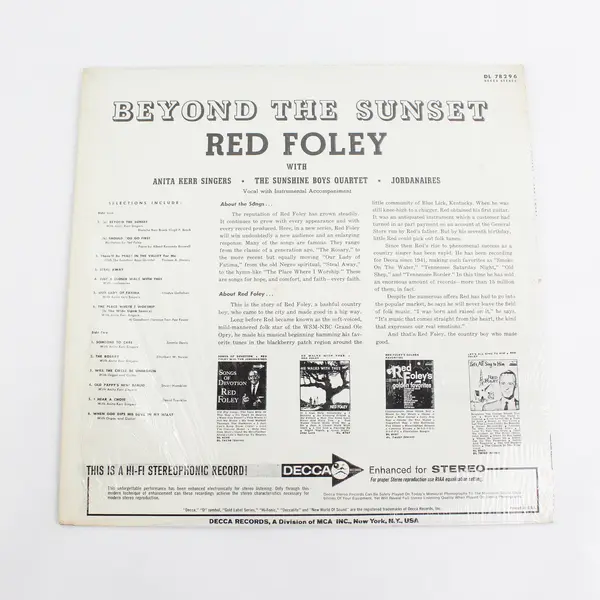 Beyond The Sunset Red Foley - Decca LP