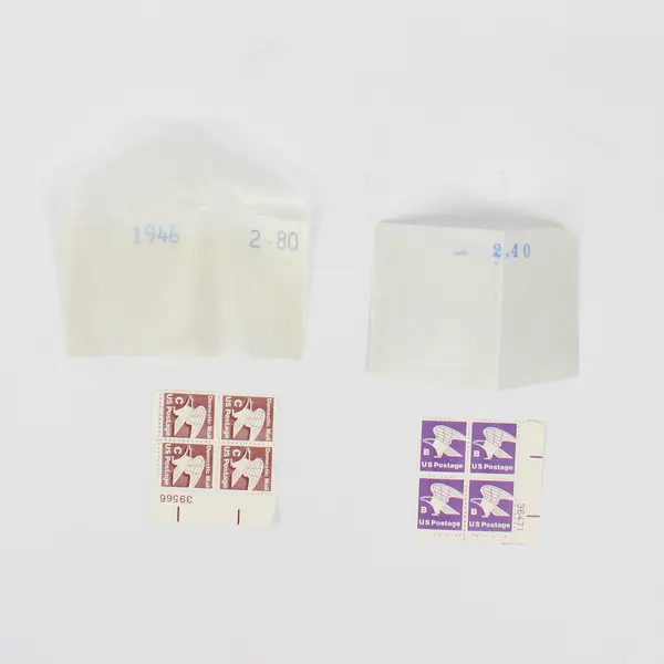 Lot Of 2 USPS Eagle Stamp Blocks Non Denominational B Rate C Rate 1981 MNH