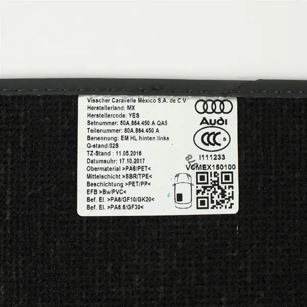 2018 - 2024 Audi Q5 Floor Carpet Mat (80B.863.691AQA5) Rear Front Set Of 4 Oem
