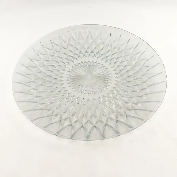 VTG Anchor Hocking Crown Point Clear Glass Diamond Point Torte Plate 14" 
