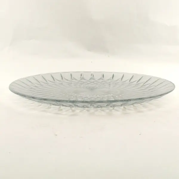 VTG Anchor Hocking Crown Point Clear Glass Diamond Point Torte Plate 14" 