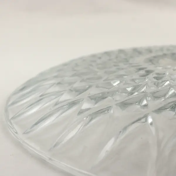 VTG Anchor Hocking Crown Point Clear Glass Diamond Point Torte Plate 14" 