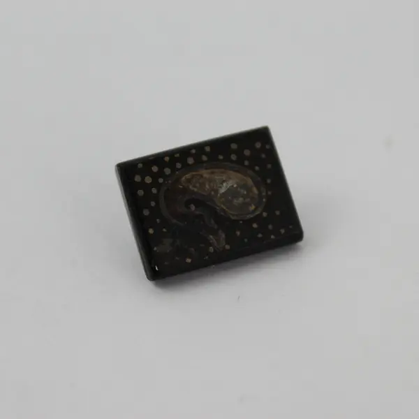 Lot of 5 Antique Victorian Black Glass Rectangular Shank Buttons 3/4" FLAWED