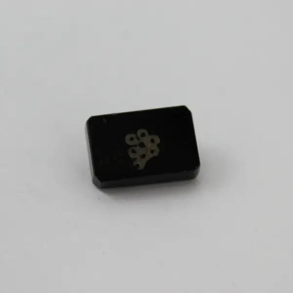 Lot of 5 Antique Victorian Black Glass Rectangular Shank Buttons 3/4" FLAWED