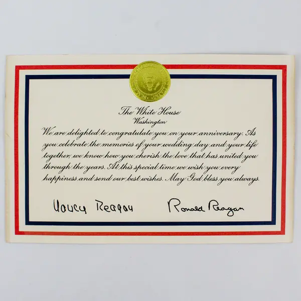 Ronald Reagan And Nancy Reagan Anniversary White House Card 