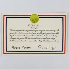 Ronald Reagan And Nancy Reagan Anniversary White House Card 