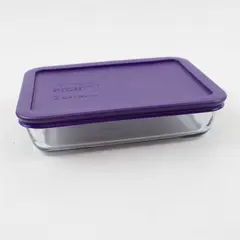  Pyrex 7210 Clear Baking Dish 3 Cup Rectangle Ovenware with Purple Lid 