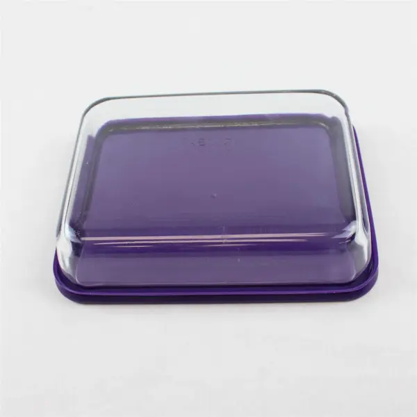  Pyrex 7210 Clear Baking Dish 3 Cup Rectangle Ovenware with Purple Lid 