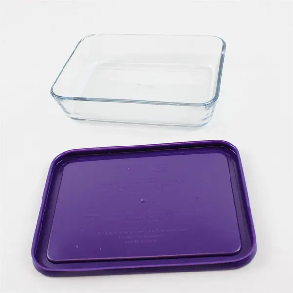  Pyrex 7210 Clear Baking Dish 3 Cup Rectangle Ovenware with Purple Lid 