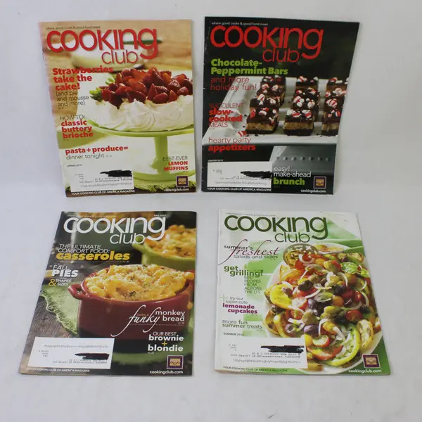 Lot of 4 Cooking Club Magazines 2012 Published Quarterly Good Condition