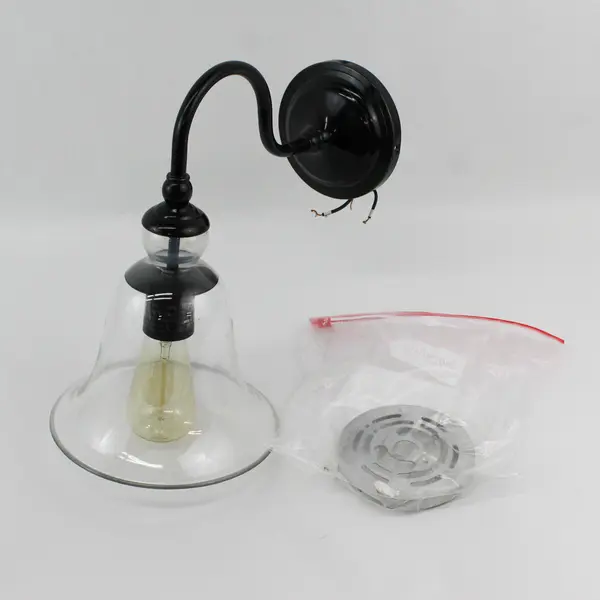Tamrion Black Metal 1-light Wall Sconces Clear Glass Shade with Edison Bulb