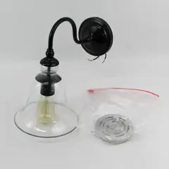 Tamrion Black Metal 1-light Wall Sconces Clear Glass Shade with Edison Bulb
