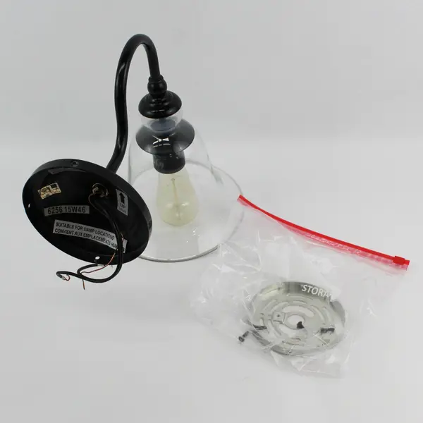 Tamrion Black Metal 1-light Wall Sconces Clear Glass Shade with Edison Bulb