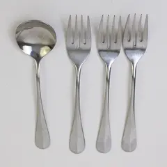 Set of 4 DJ Flatware Baguette Stainless Steel 3 Salad Forks + 1  Soup Spoon