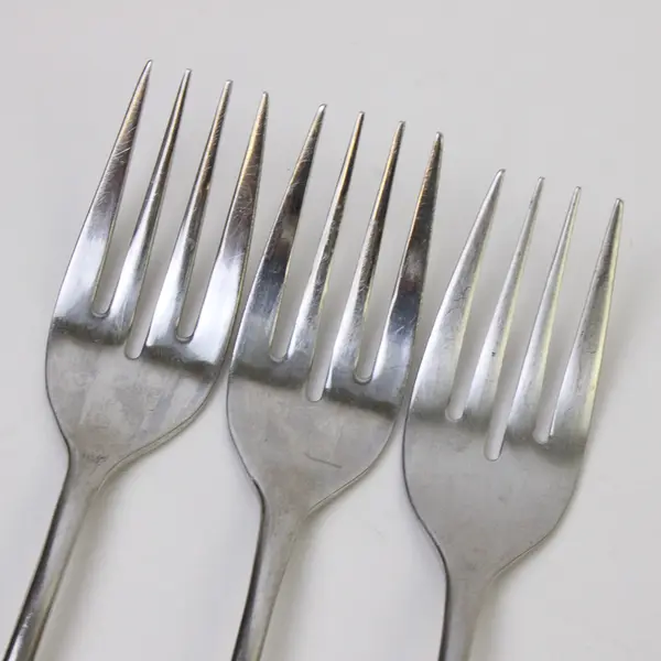 Set of 4 DJ Flatware Baguette Stainless Steel 3 Salad Forks + 1  Soup Spoon