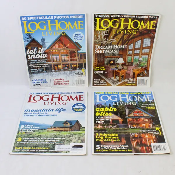 Lot of 4 Log Home Living Magazines February April/May July & December 2019 Good