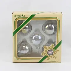 Set of 5 Pyramid Clear Glass Christmas Ball Ornaments Made in USA