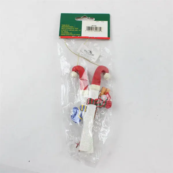 Kurt S. Adler Santa's World Snowman Skis Ornament J6720 5.5in New