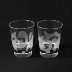Set Of 2 Baileys Irish Cream Etched Logo Bubble Base Cocktail Glasses 8oz 