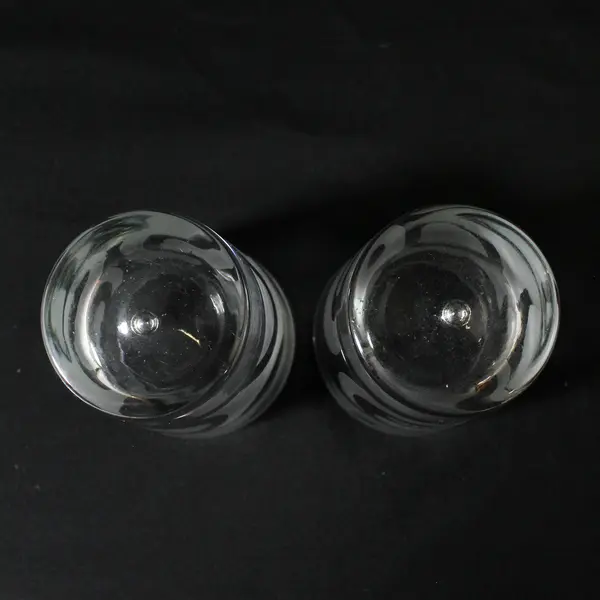 Set Of 2 Baileys Irish Cream Etched Logo Bubble Base Cocktail Glasses 8oz 