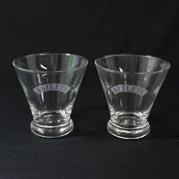 Set of 2 Bailey’s Irish Cream Flared Style Frosted Logo Glasses 4" tall