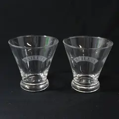 Set of 2 Bailey’s Irish Cream Flared Style Frosted Logo Glasses 4" tall