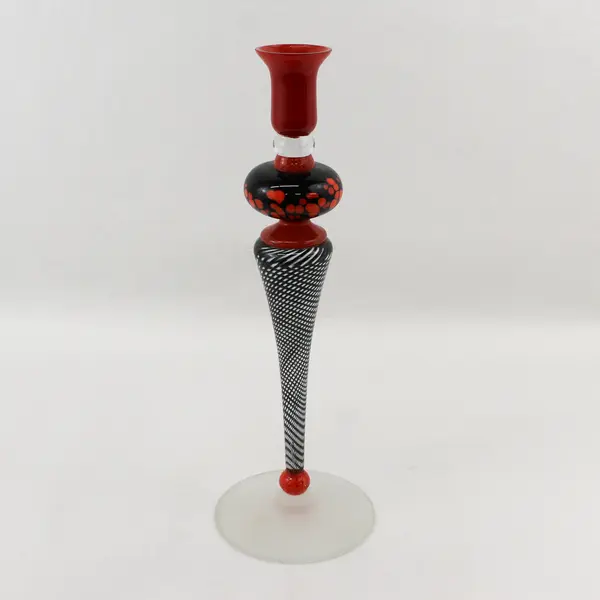 Ioan Nemtoi Signed Art Glass Taper Candlestick Holder Romania  15" Tall