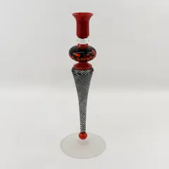 Ioan Nemtoi Signed Art Glass Taper Candlestick Holder Romania  15" Tall