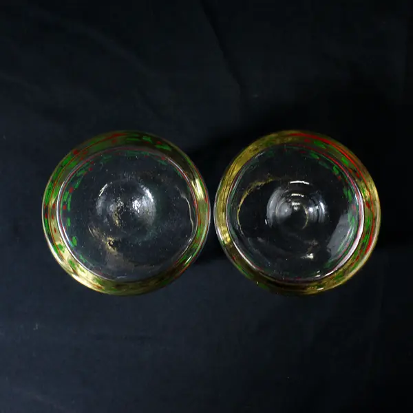 2 Arby's 1983  Holly Berry Christmas Glasses W/ Gold Rim
