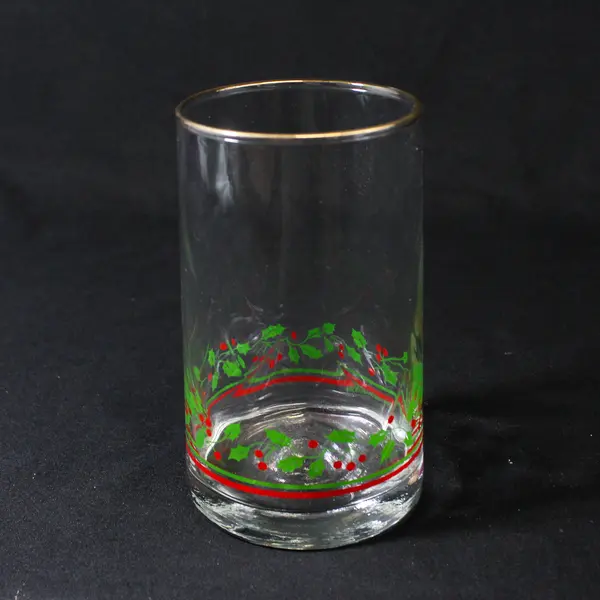 2 Arby's 1983  Holly Berry Christmas Glasses W/ Gold Rim