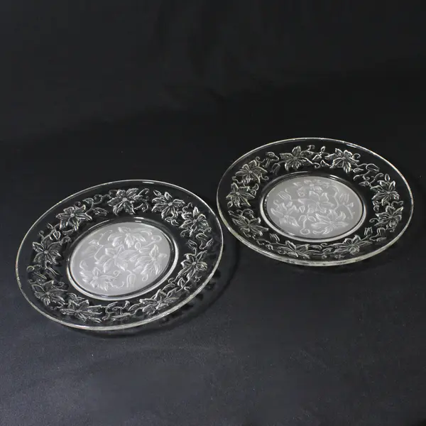  Set of 2 Princess House Fantasia Luncheon Plates Frosted Center 8"