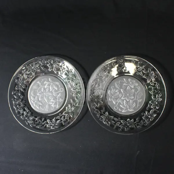  Set of 2 Princess House Fantasia Luncheon Plates Frosted Center 8"