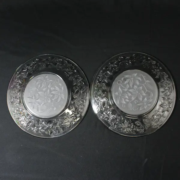  Set of 2 Princess House Fantasia Luncheon Plates Frosted Center 8"