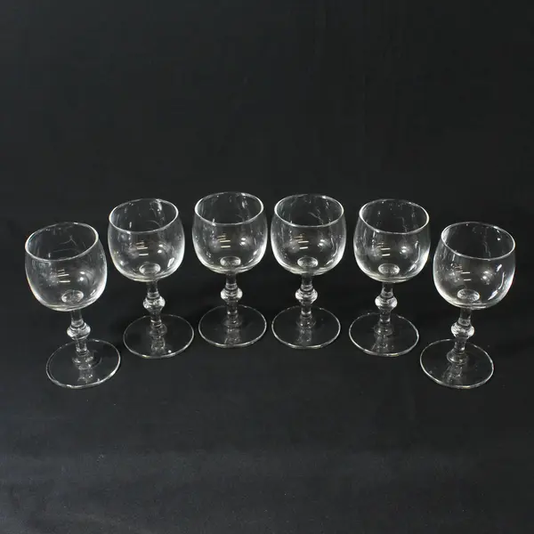 Set Of 6 Vintage Libbey Georgian Clear Rhine Wine Glasses 4-7/8” 