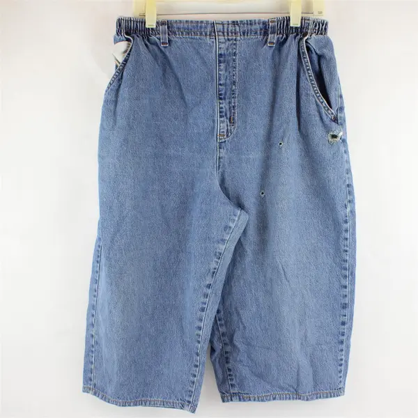 Vtg White Stag Plus Women's 18 Light Wash Elastic Waistband Pull On Denim Shorts