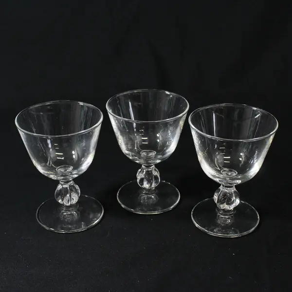 3 Vtg Libbey Clear Glass Liquor Cocktail Glasses 4 7/8 Inch Ribbed Bulb Stem