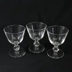 3 Vtg Libbey Clear Glass Liquor Cocktail Glasses 4 7/8 Inch Ribbed Bulb Stem