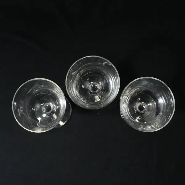 3 Vtg Libbey Clear Glass Liquor Cocktail Glasses 4 7/8 Inch Ribbed Bulb Stem