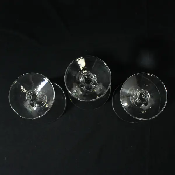 3 Vtg Libbey Clear Glass Liquor Cocktail Glasses 4 7/8 Inch Ribbed Bulb Stem