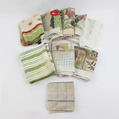 Lot of 14 Country Kitsch Dish and Hand Towels, Flawed Fabric for Repurposing DIY