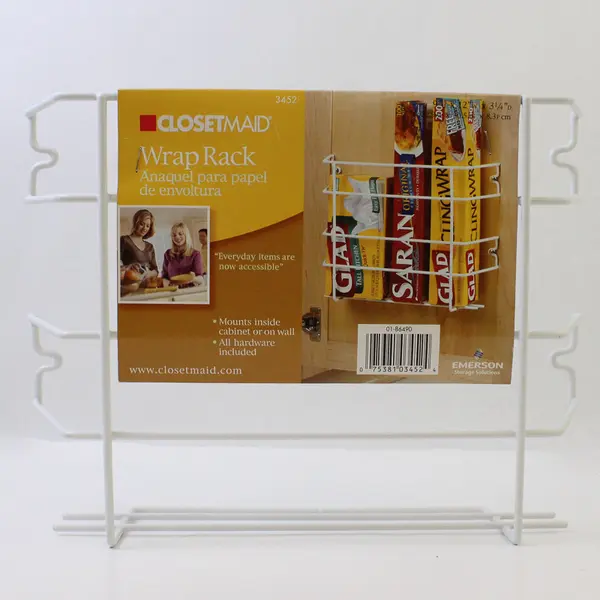 ClosetMaid Kitchen Wrap Rack 3452 Mounts Inside Cabinet, New w/ Hardware 