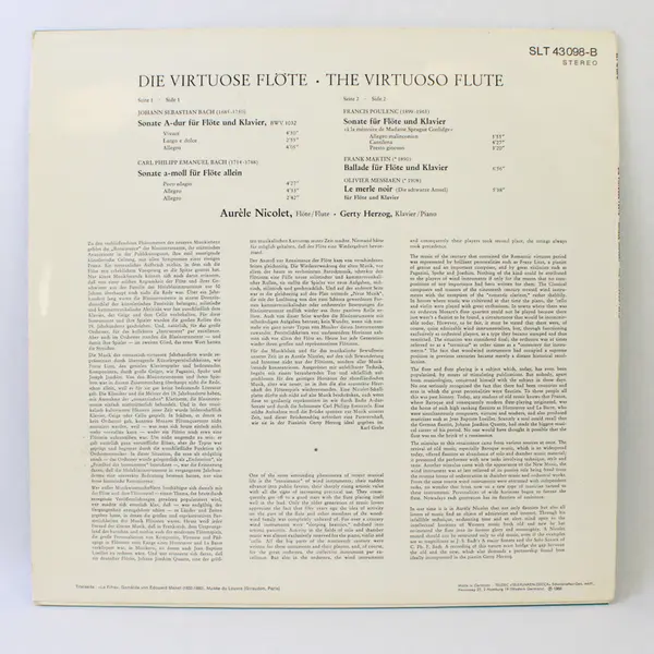  Aurele Nicolet - Die Virtuose Flote (The Virtuoso Flute) Vinyl Record