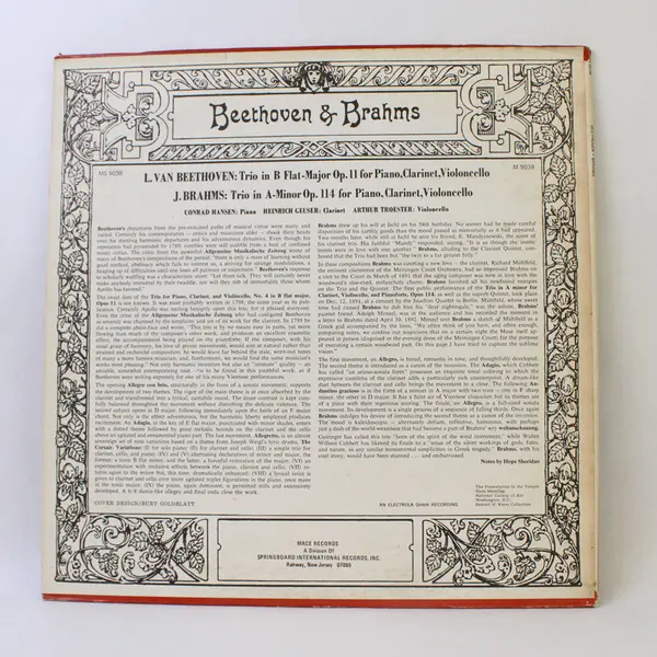 Ludwig Van Beethoven & Johannes Brahms 12" Vinyl Record
