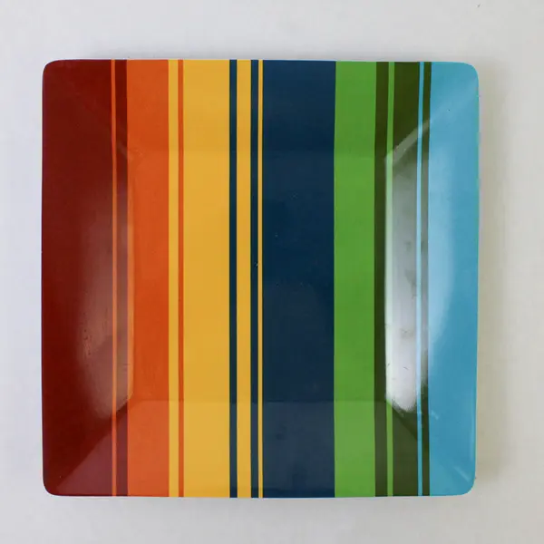 Lot of 6 Colorful Plastic Summer Salad Plates 7" Square Reusable Dishwasher Safe